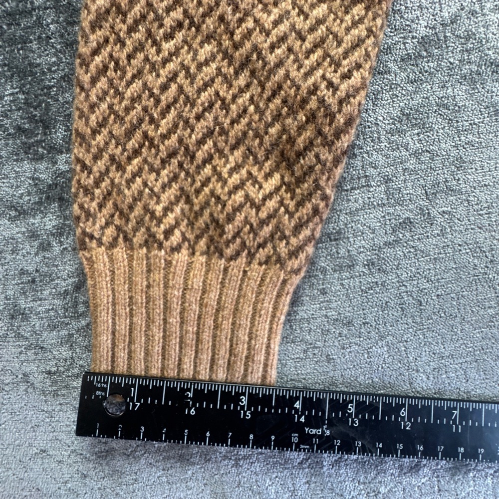 Polo Ralph Lauren Sweater Mens Medium Brown Herringbone Wool Cashmere V-Neck - Picture 10 of 14